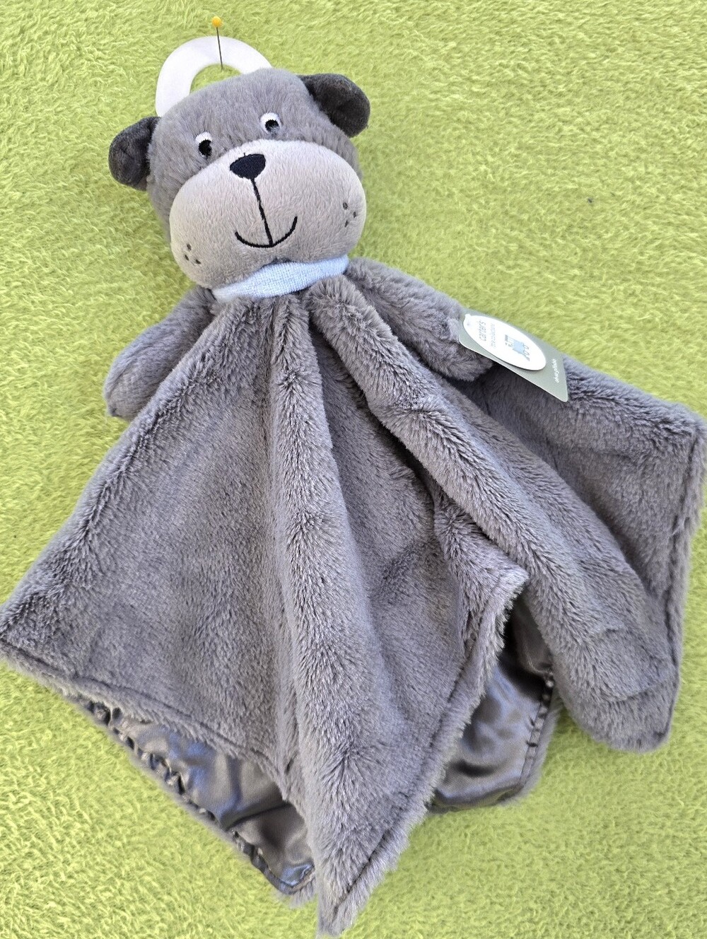 NWT MINT Baby BOYS Security Blanket LOVEY - GRAY PUPPY DOG - ULTRA CUDDLY (Q6)